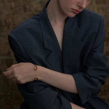 Céliane - Natural Stone Golden Cuff