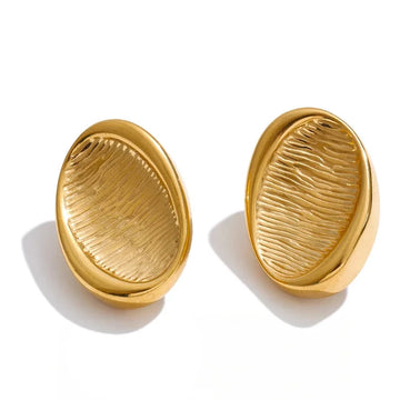 Ellipse - 18K Gold Plated/925 Silver Plates Stud Earrings