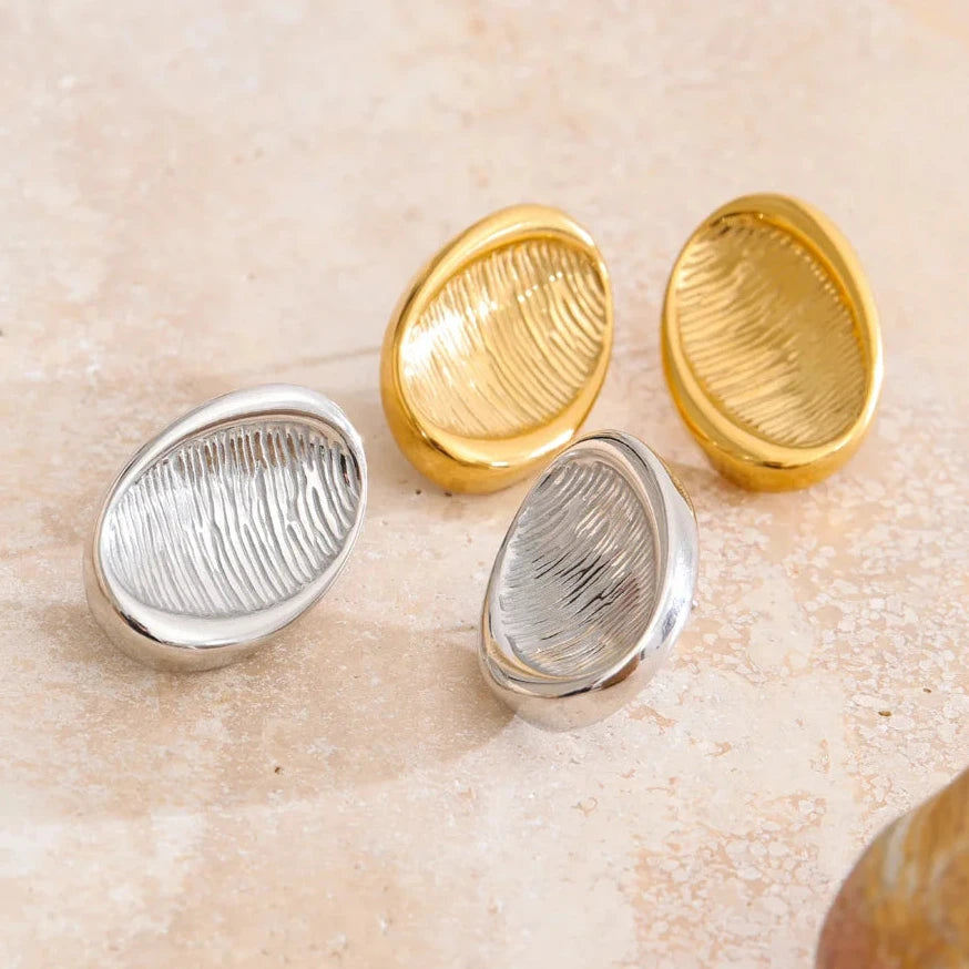 Ellipse - 18K Gold Plated/925 Silver Plates Stud Earrings