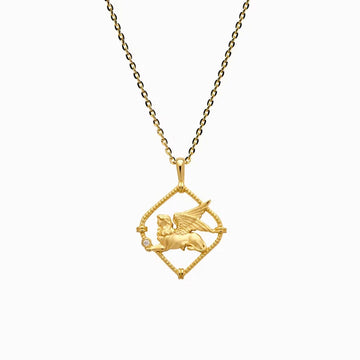 Flying Lion -  Gold Plated Pendant Necklace