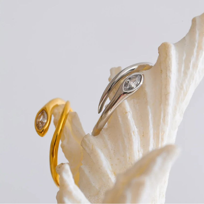Serpentine - 18K Gold Plated / 925 Silver Plated Ring