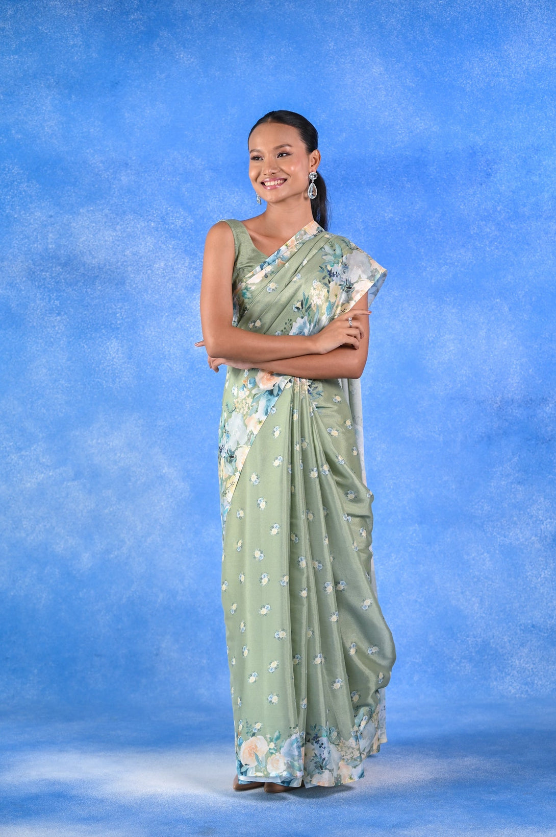 Buy-Blue Moon - Crepe Saree-Cyahi-Online