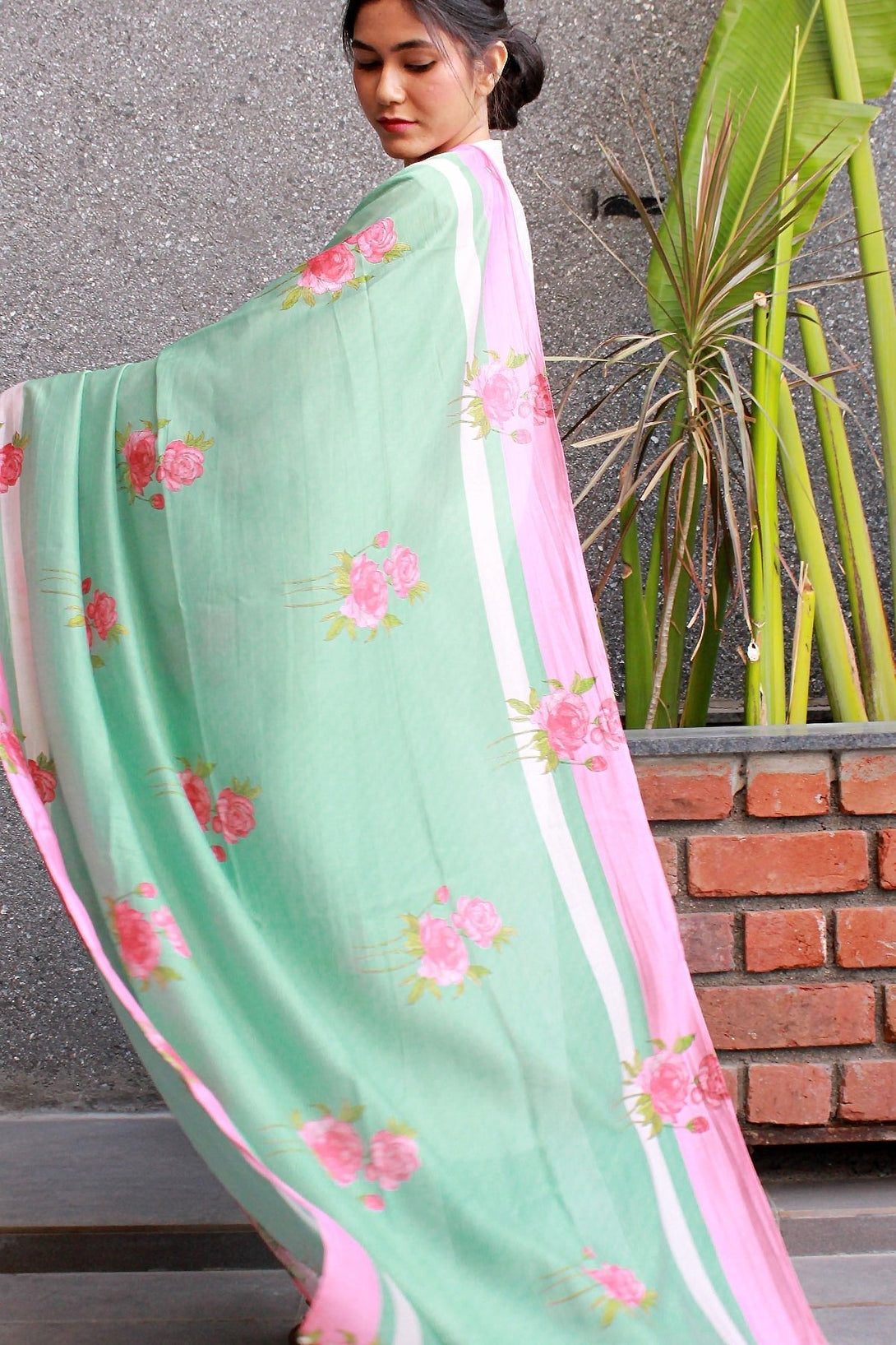 Peonies Charm - Chanderi Dupatta